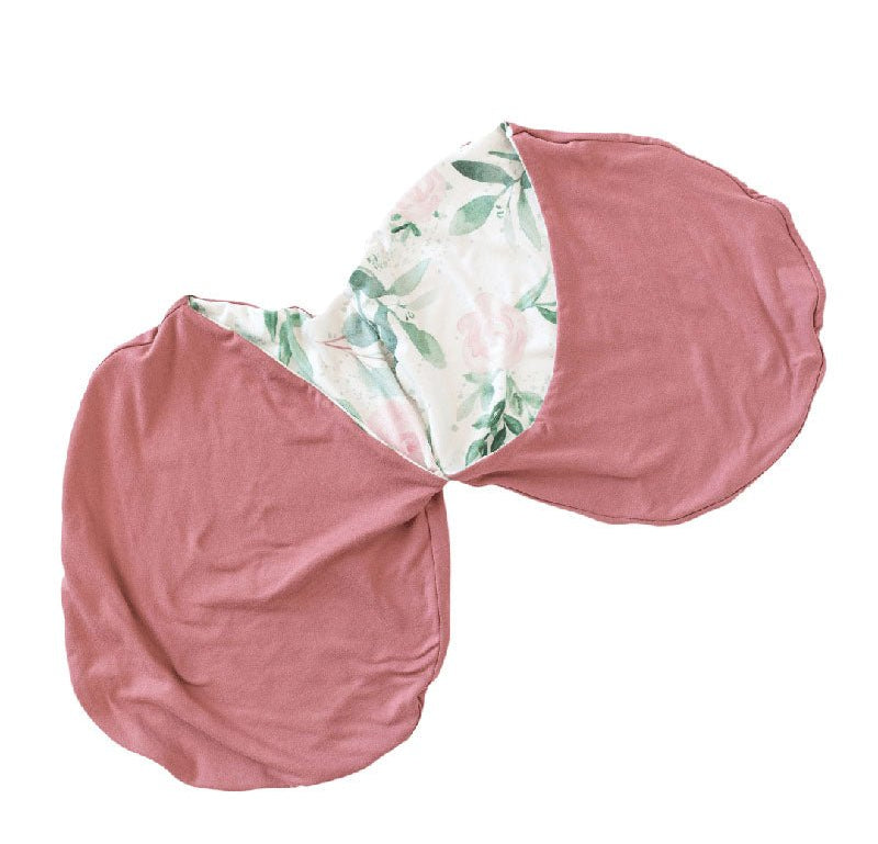 Reversible Blushing Eucalyptus design baby cocoon swaddle.