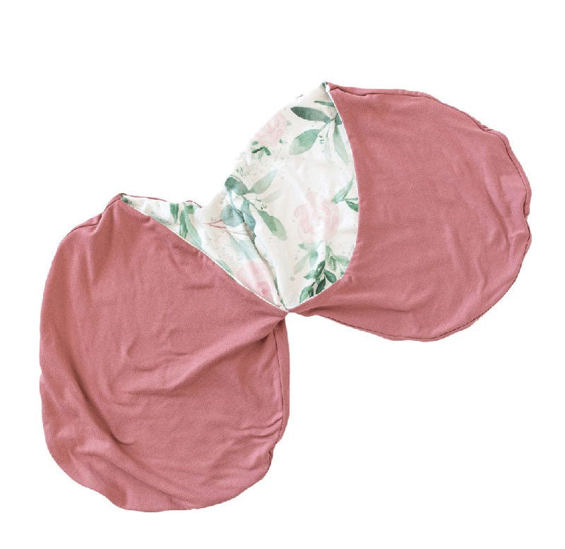 Reversible Blushing Eucalyptus design baby cocoon swaddle.