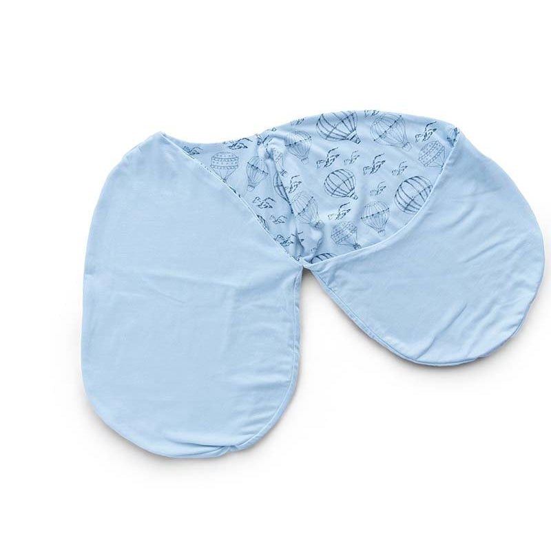 Organic bamboo-cotton baby swaddle: Cocoon-style newborn blanket in Bon Voyage print.