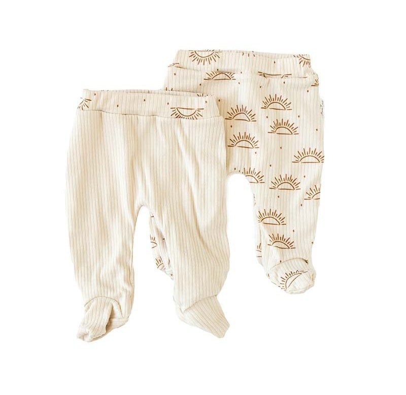 Reversible footie pants in sandy sunsets design from our onesie bundle.