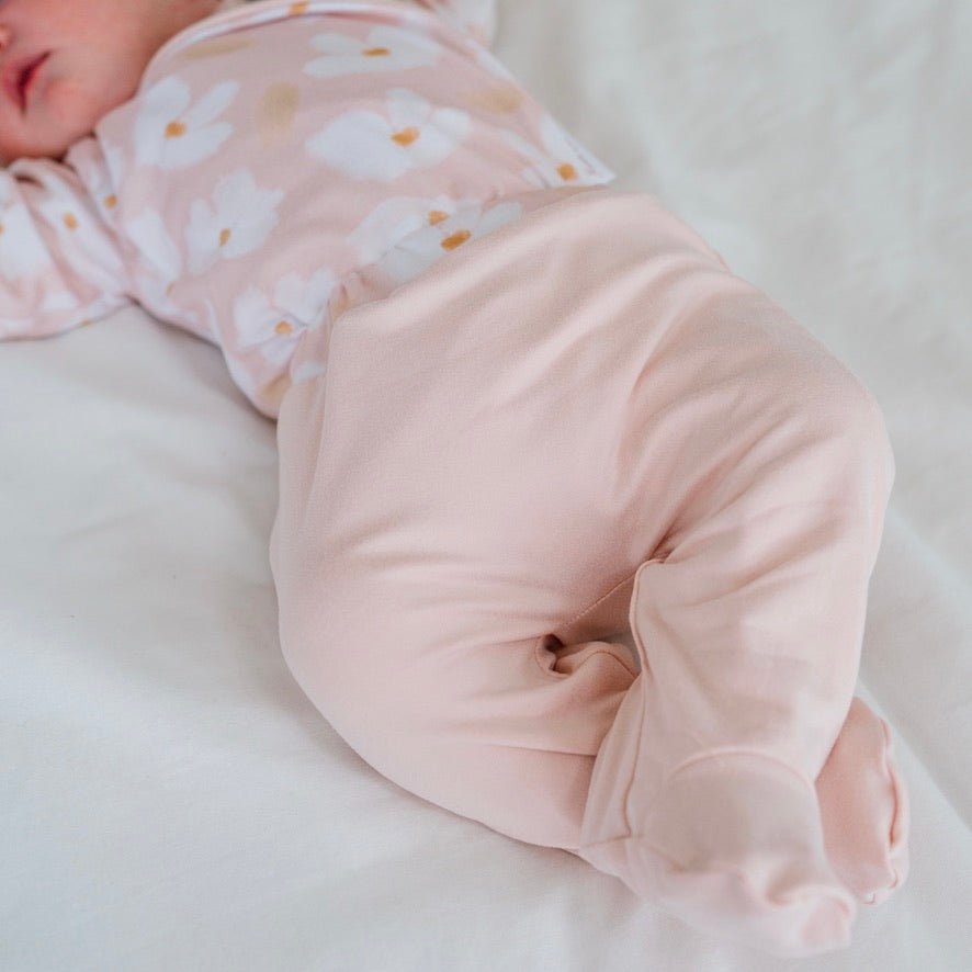 Sweet Lily baby footie pants crafted from bamboo cotton fabric for extra comfort.