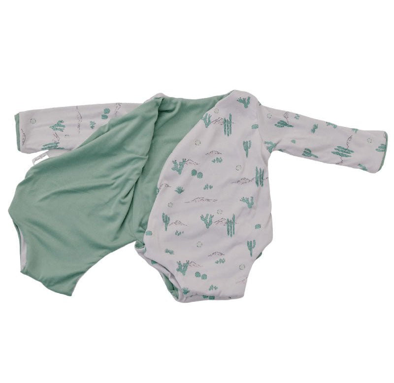 Reversible long sleeved winged bodysuit for babies in classic brushed fabric.