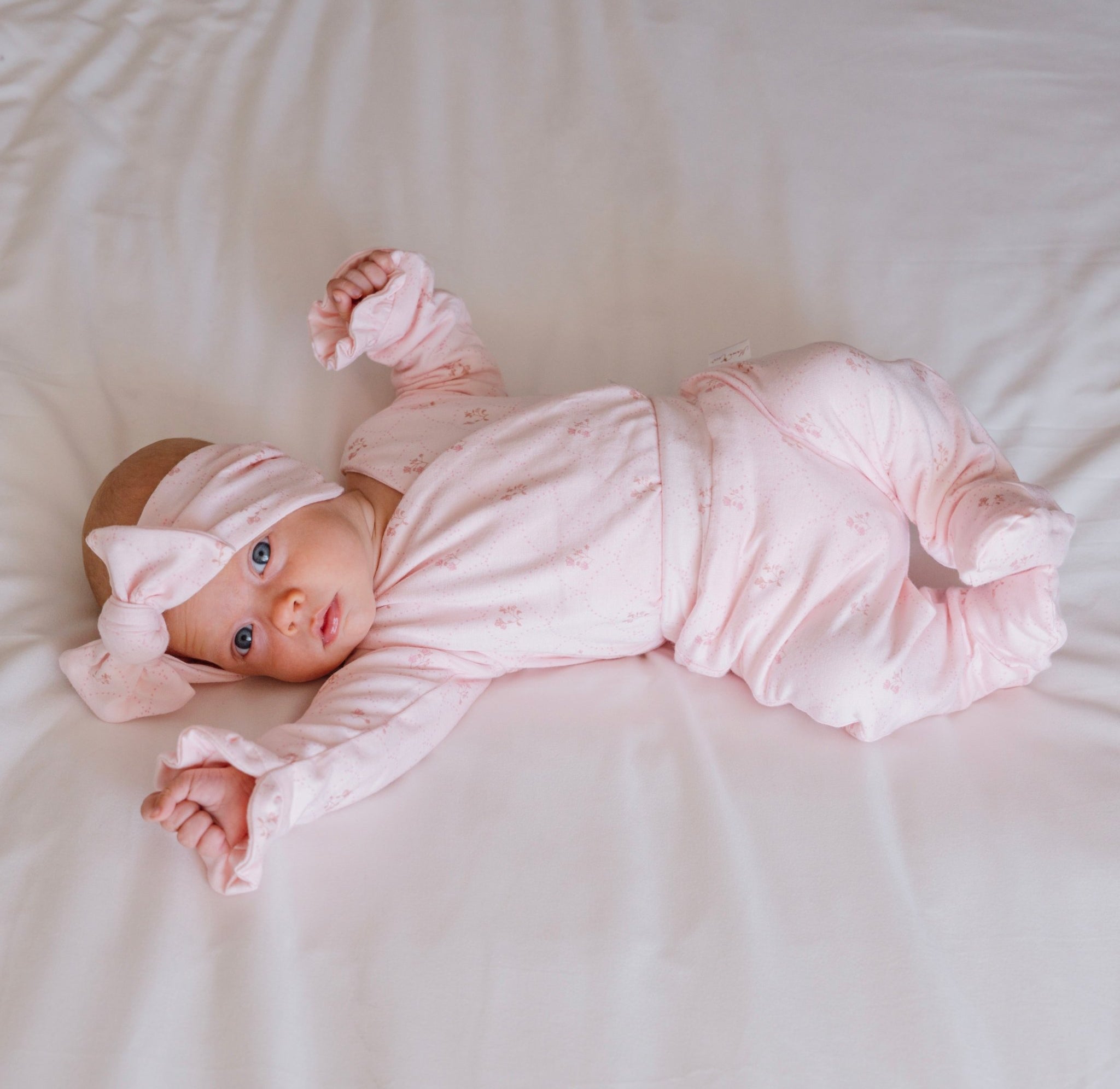 Reversible baby footie pants in Dainty Dots design.
