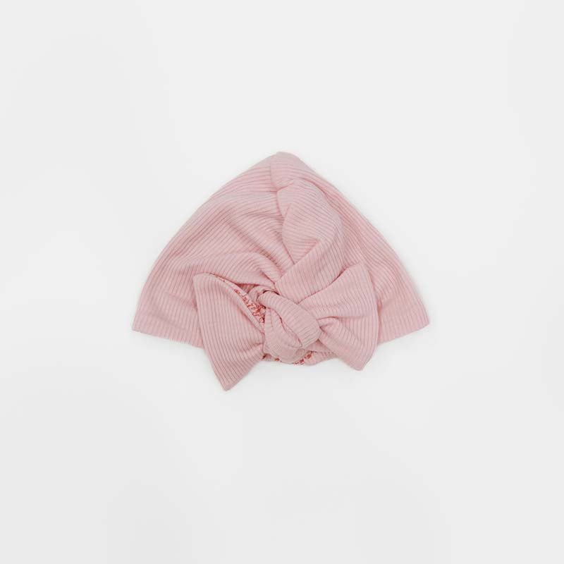 Adorable ruched baby beanie with bows available in luxurious Silky Modal with Bitty Pink Blooms design.