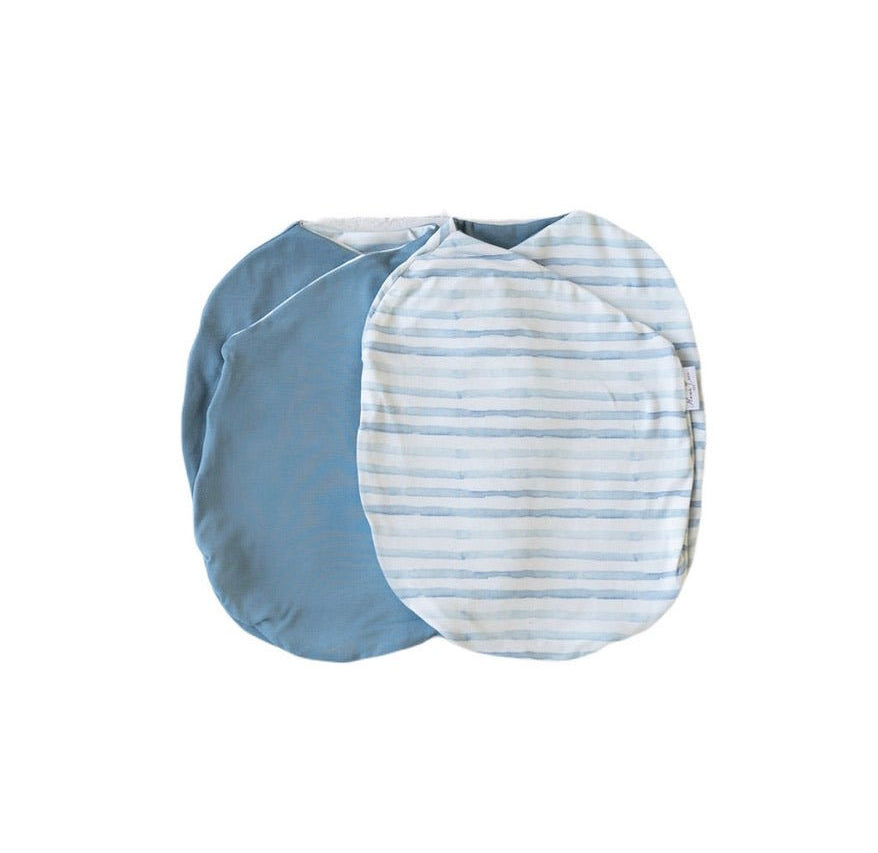 Reversible chambray waves design cocoon baby swaddle in classic brushed fabric.