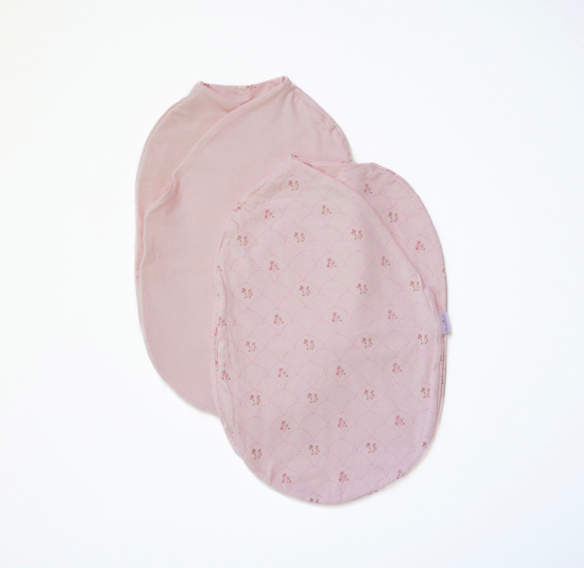 Reversible dainty dots design cocoon baby swaddle in bamboo cotton fabric.