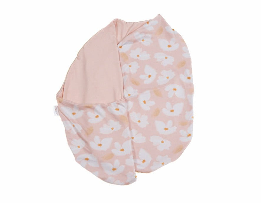 Reversible sweet lily design cocoon baby swaddle in classic brushed fabric.