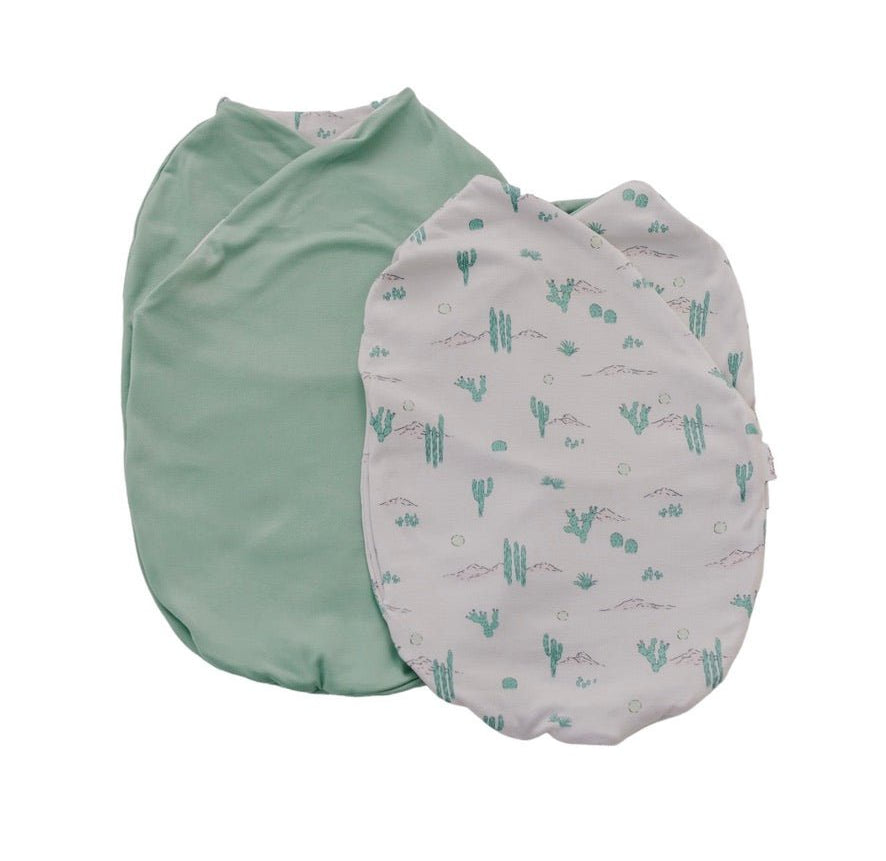 Reversible Desert Sunsets design baby cocoon swaddle.