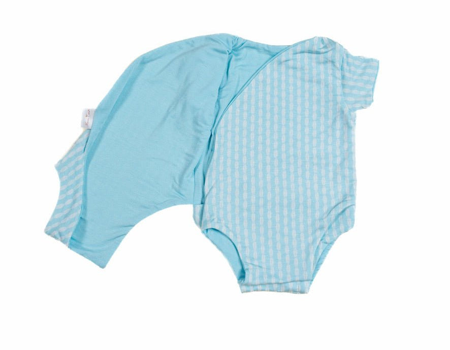 Reversible Lil Surfer design short sleeved winged bodysuit in silky modal fabric.