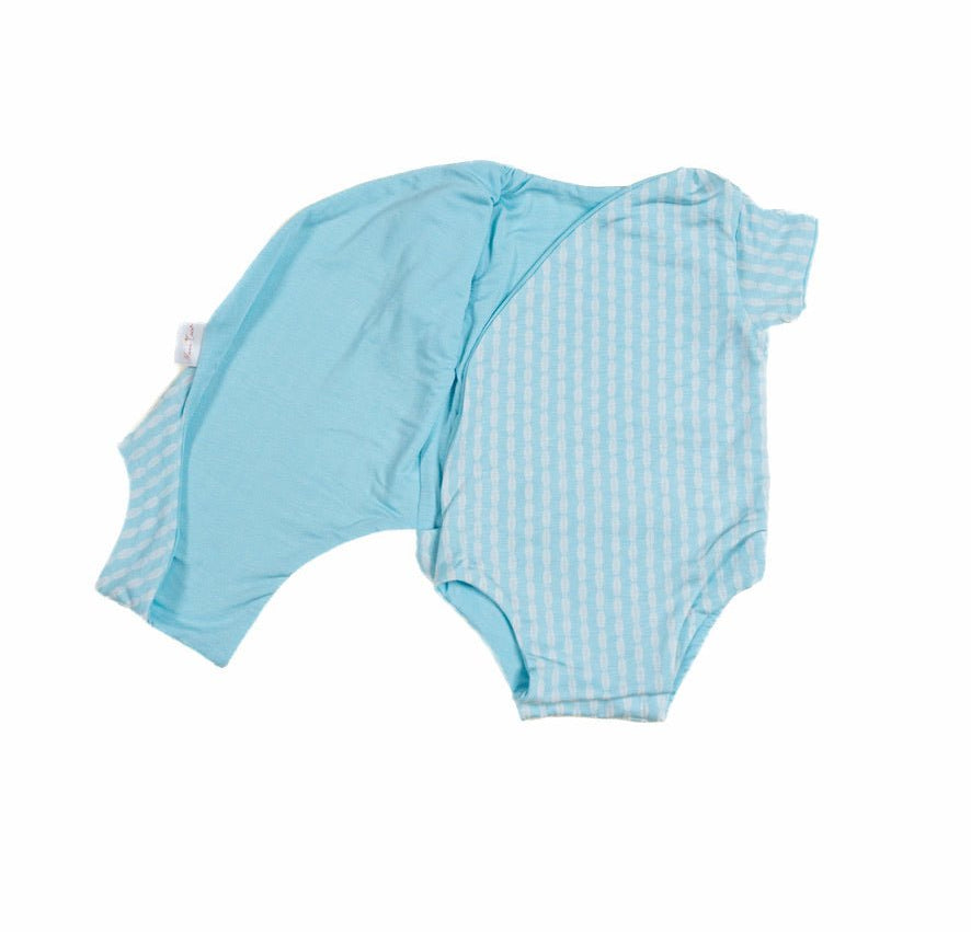 Reversible Lil Surfer design short-sleeved winged bodysuit in silky modal fabric.