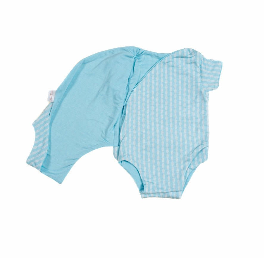 Reversible Lil Surfer design short-sleeved winged bodysuit in silky modal fabric.