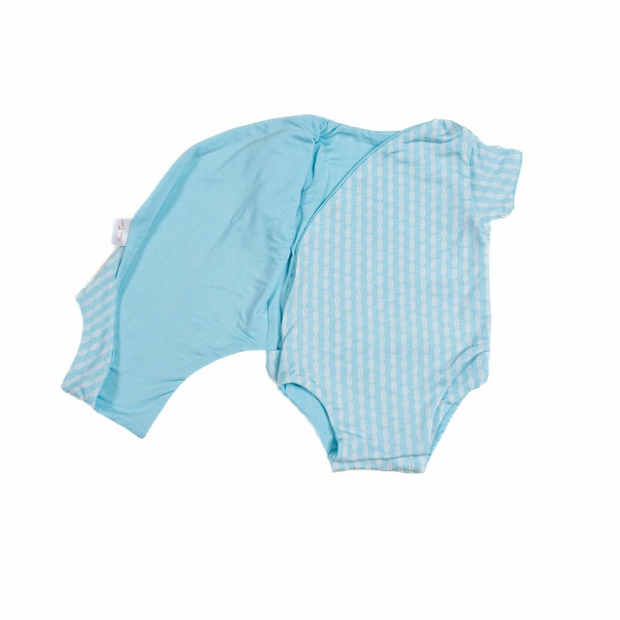 Reversible Lil Surfer design short sleeved winged bodysuit in silky modal fabric.