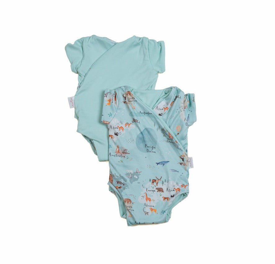 World Traveler reversible short-sleeve winged bodysuit designed for cozy everyday outfits.