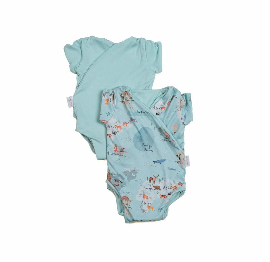 World Traveler reversible short-sleeve winged bodysuit designed for cozy everyday outfits.