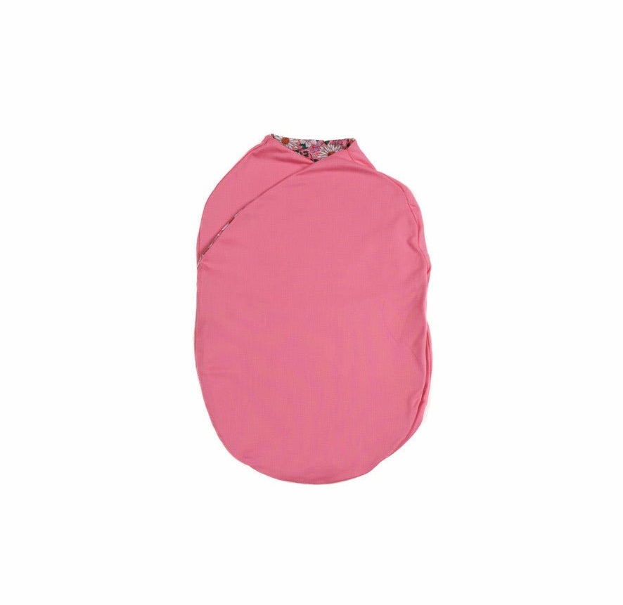Reversible lightweight Flower Power baby cocoon swaddle in soft Silky Modal.