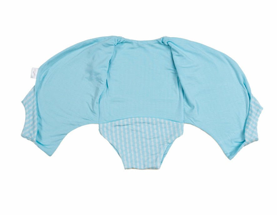 Reversible short sleeved winged bodysuit for babies in silky modal fabric.