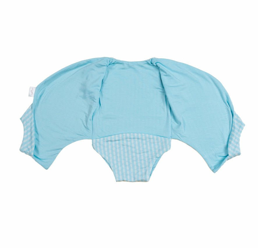 Reversible short-sleeved winged bodysuit for babies in silky modal fabric.