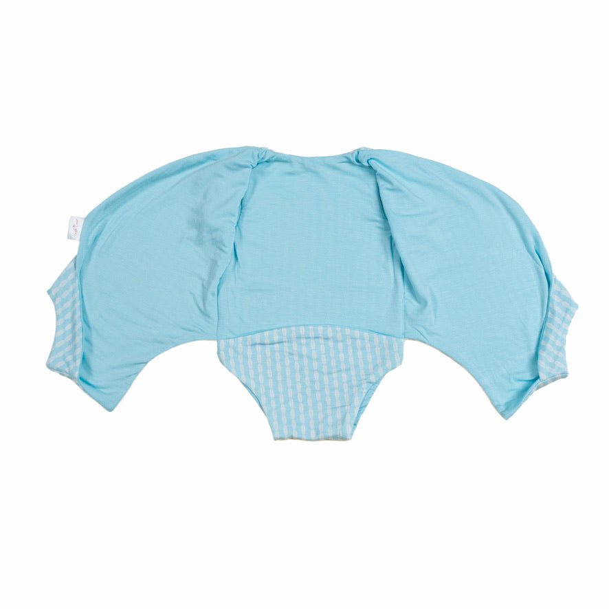 Reversible short sleeved winged bodysuit for babies in silky modal fabric.