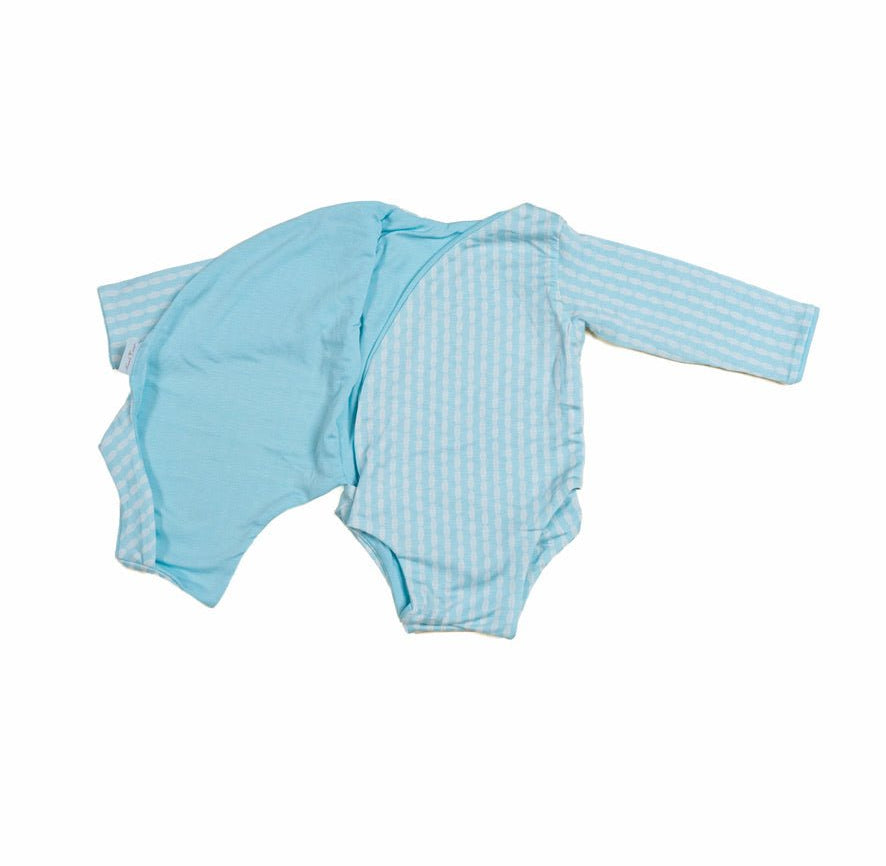 Reversible Lil Surfer design long-sleeved winged bodysuit in silky modal fabric.