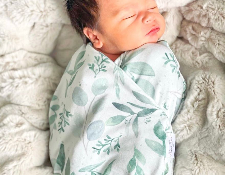 Classic-brushed short sleeve newborn essentials bundle in saged eucalyptus design.