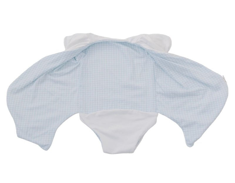 Short sleeved winged bodysuit for babies in silky modal fabric.
