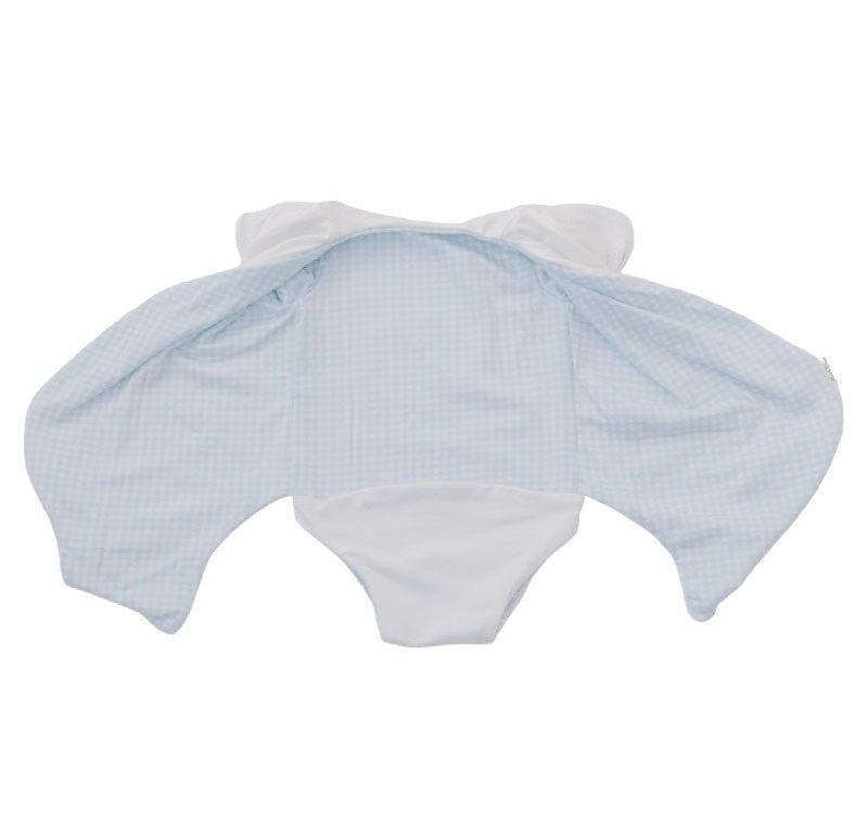 Short-sleeved winged bodysuit for babies in silky modal fabric.