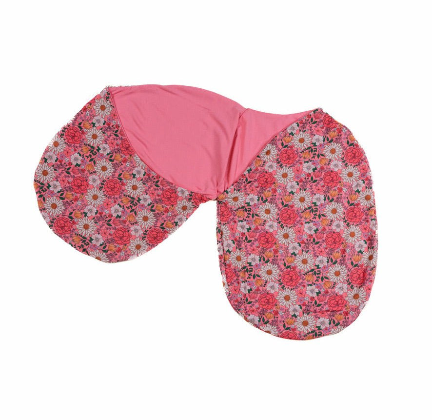 Soft baby cocoon swaddle made from Silky Modal in the Flower Power design.