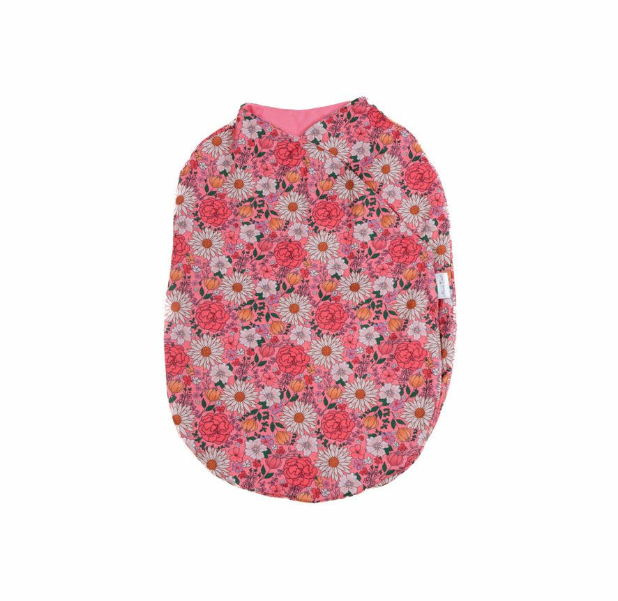 Silky Modal baby cocoon swaddle in Flower Power for newborn comfort.