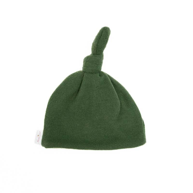 Soft and elegant knotty beanie in Plush Juniper Pine fabric.
