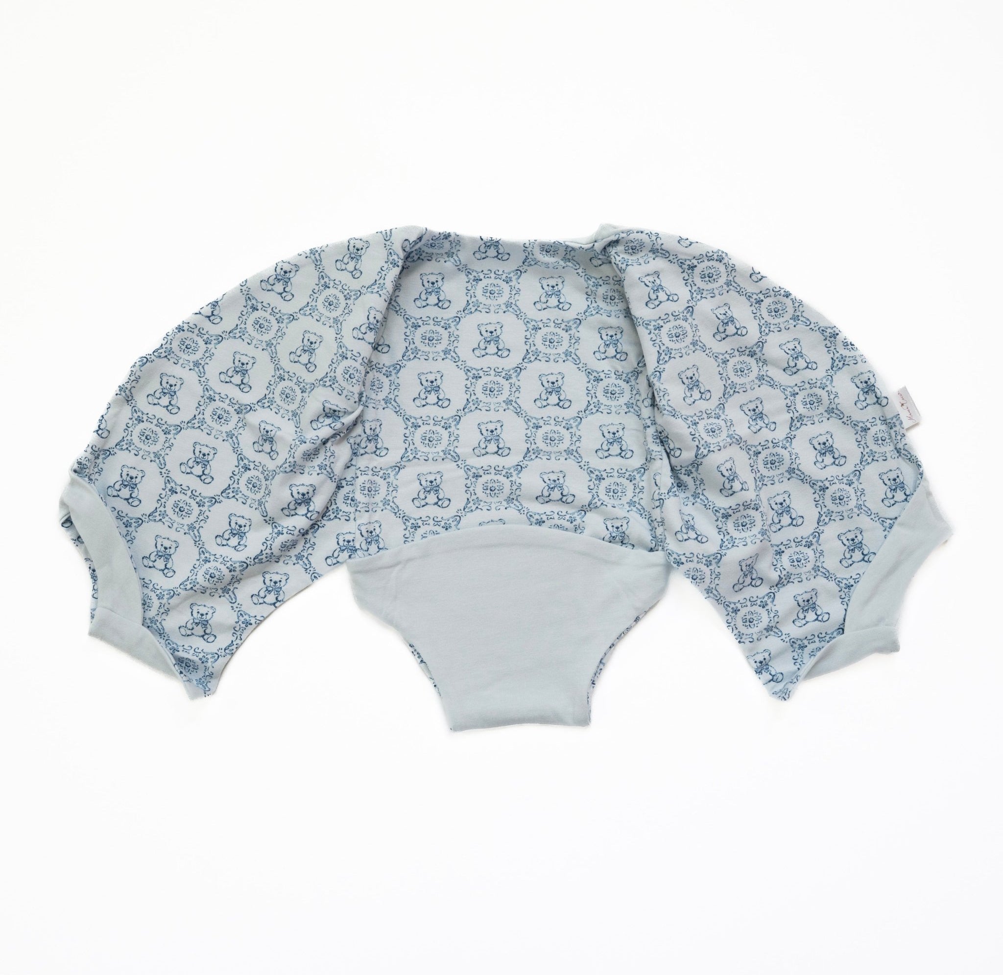 Short-sleeve baby winged bodysuit in teddy tiles design.