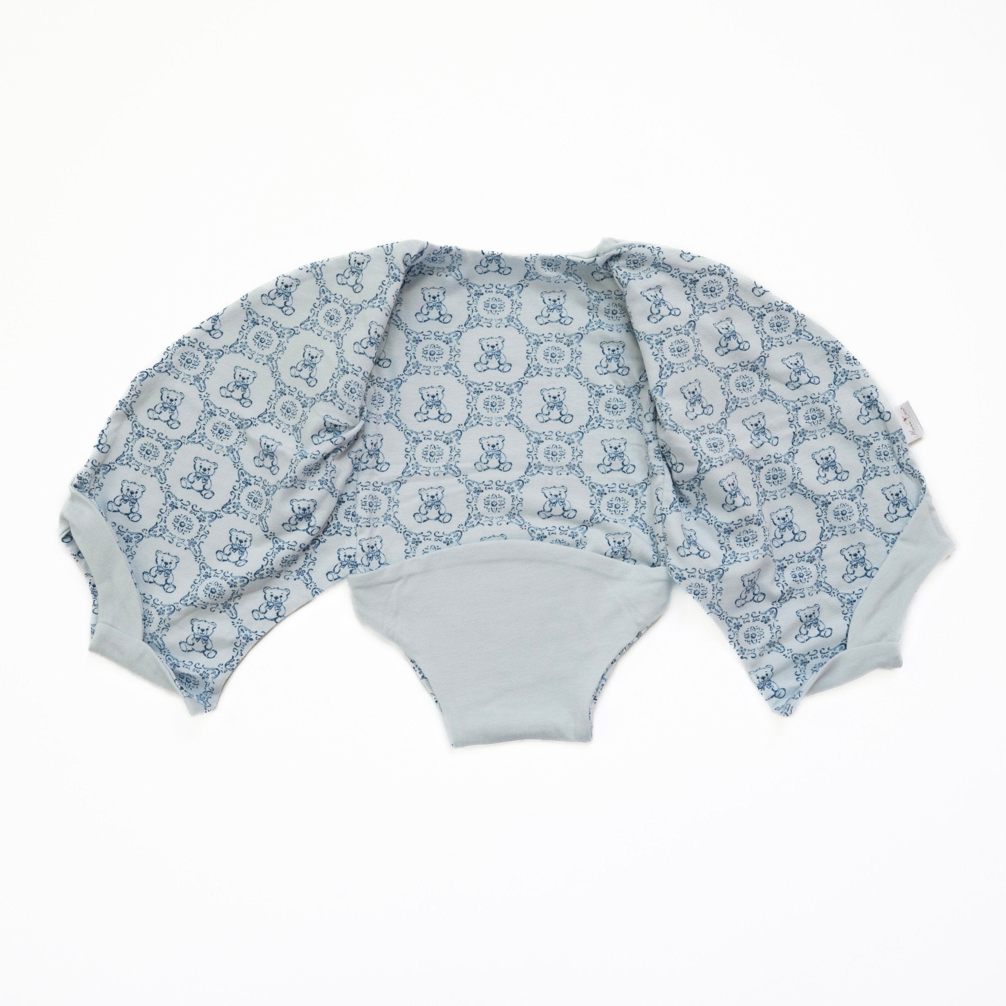 Short-sleeve baby winged bodysuit in teddy tiles design.