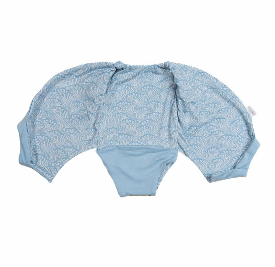 Classic brushed fabric makes this Blue Swells reversible short-sleeve winged bodysuit soft and breathable.