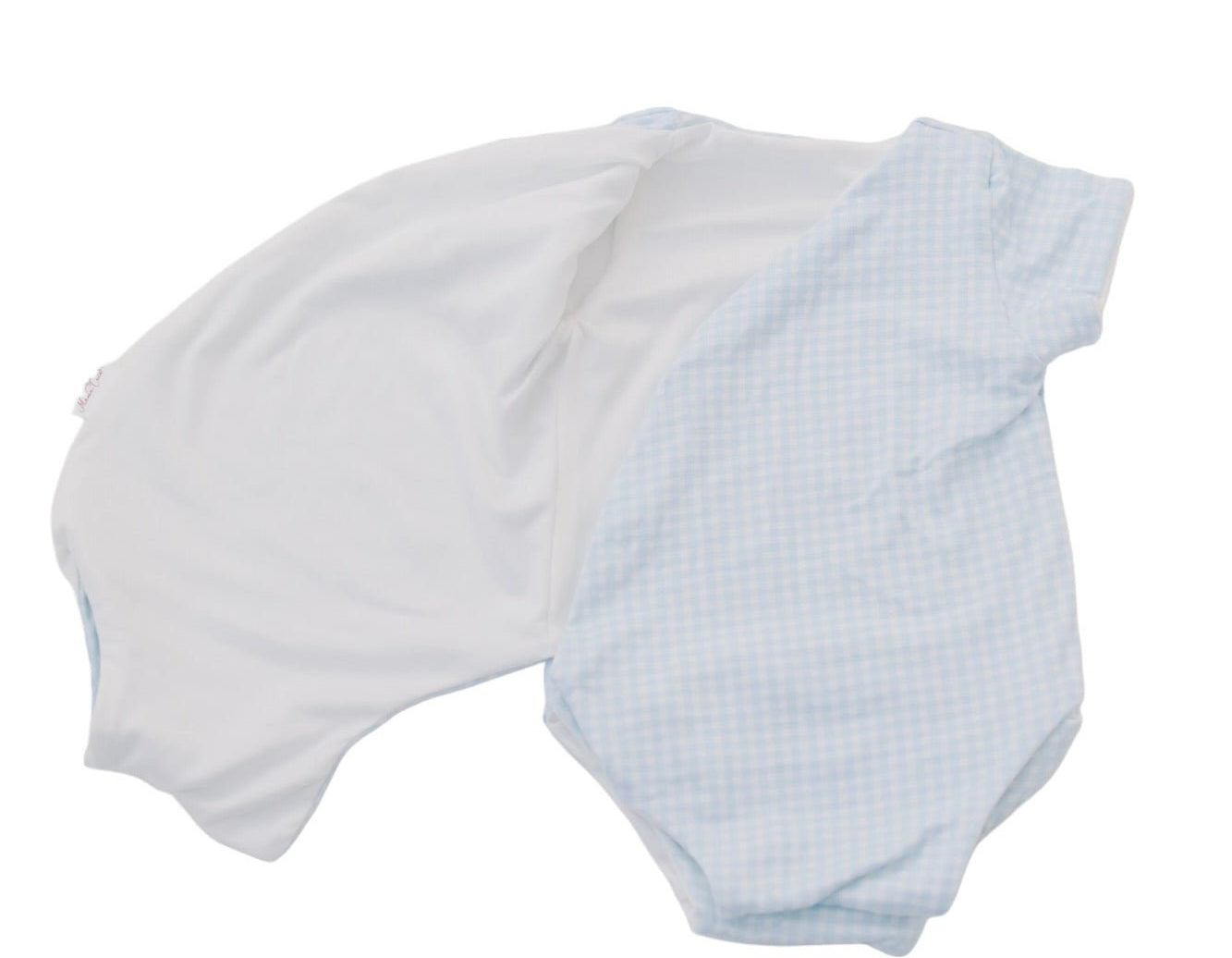 Short sleeved reversible winged bodysuit for babies in silky modal fabric.