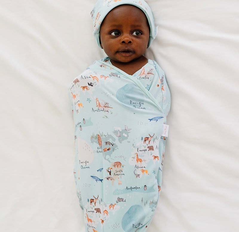 World Traveler design baby cocoon swaddle.