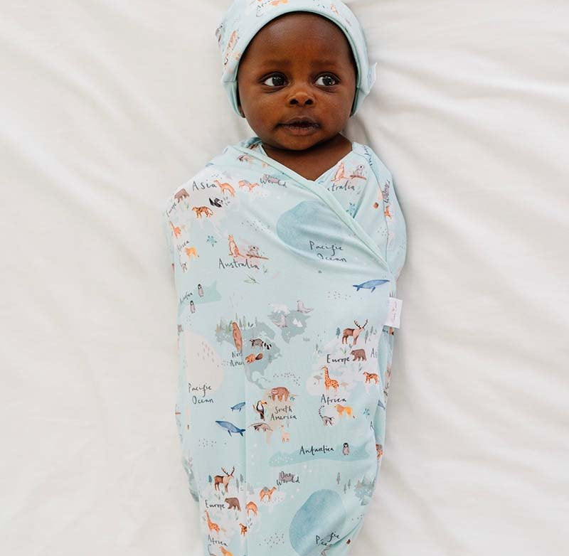 World Traveler design baby cocoon swaddle.