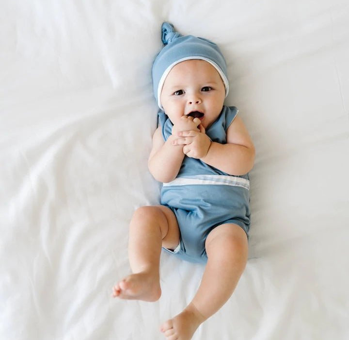Cozy Chambray Waves reversible beanie designed for a soft everyday accessory.