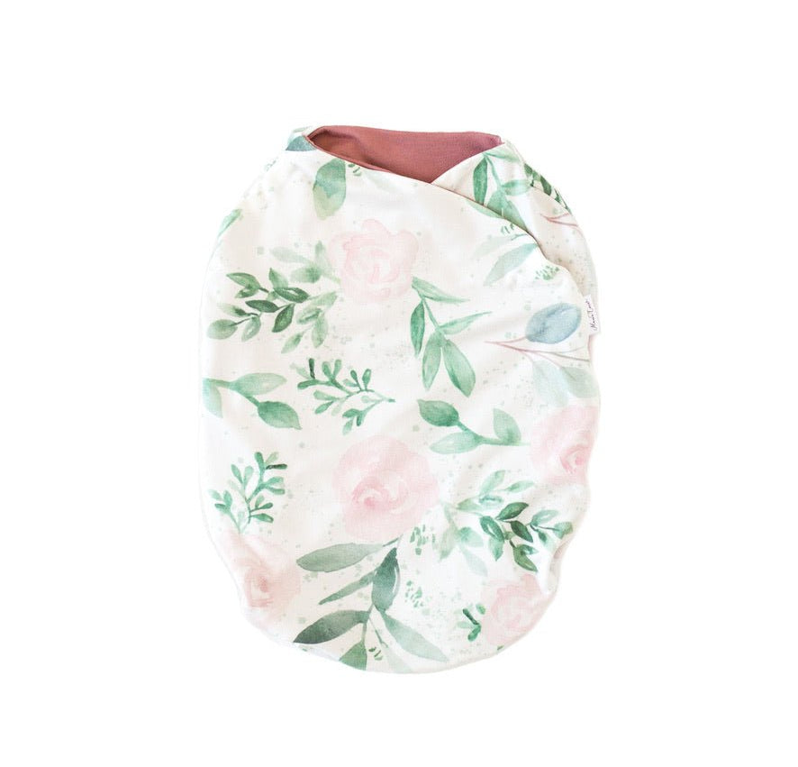 Blushing Eucalyptus design baby cocoon swaddle.