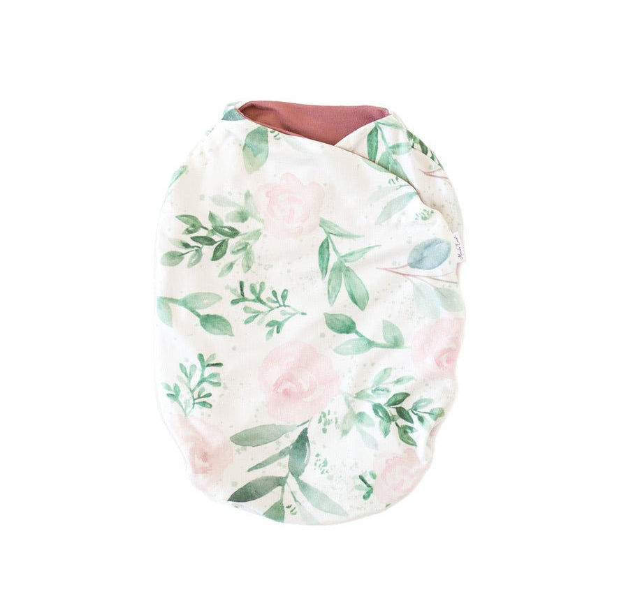 Blushing Eucalyptus design baby cocoon swaddle.