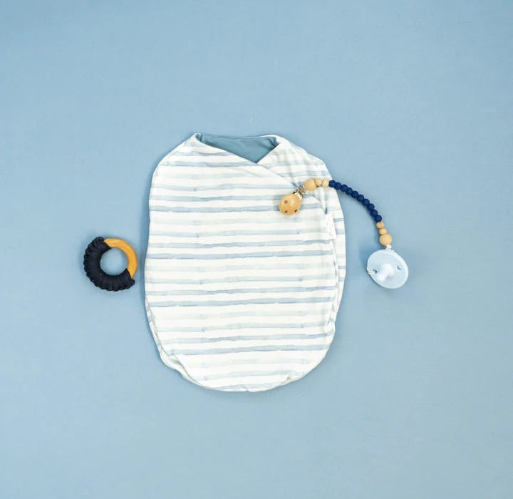 Chambray Waves design baby cocoon swaddle.