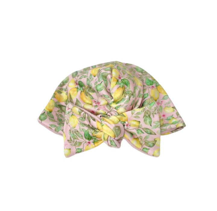Adorable ruched beanie with bow for babies in Pink Lemonade with a soft stretchy fit.