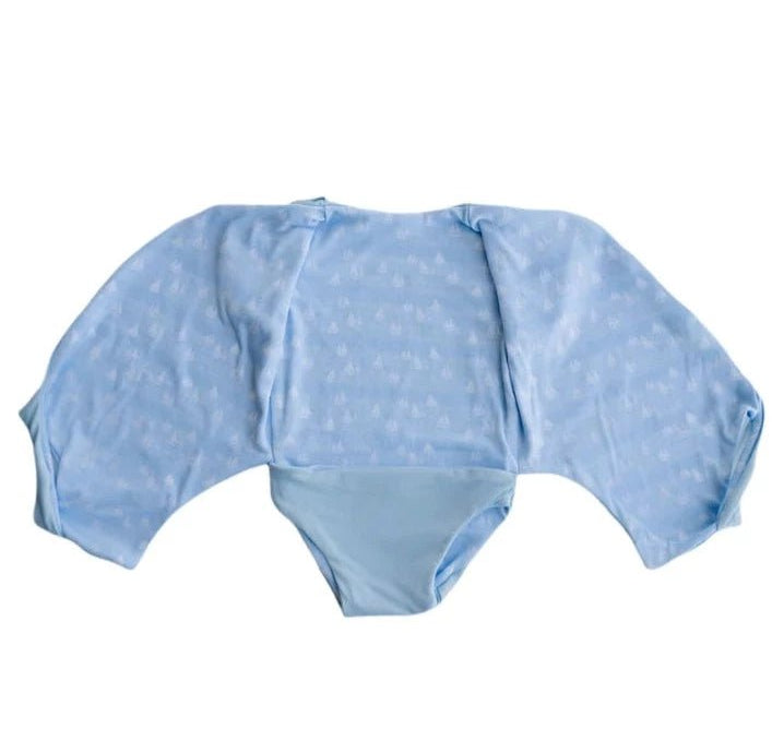 Sailboat Shores reversible short-sleeve winged bodysuit made from classic brushed fabric for a gentle fit.