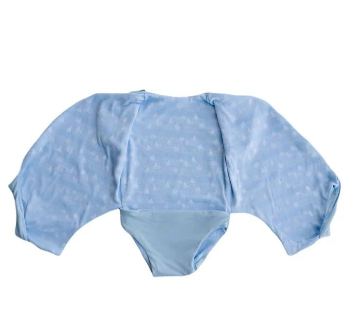 Sailboat Shores reversible short-sleeve winged bodysuit made from classic brushed fabric for a gentle fit.