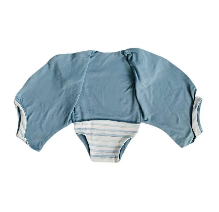 Reversible short-sleeve winged bodysuit featuring the Sailboat Shores print in cozy classic brushed fabric.