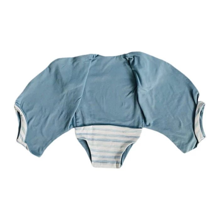 Reversible short-sleeve winged bodysuit featuring the Sailboat Shores print in cozy classic brushed fabric.