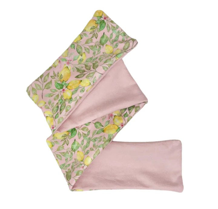 Headwrap with bow in Pink Lemonade design, made from classic brushed fabric.