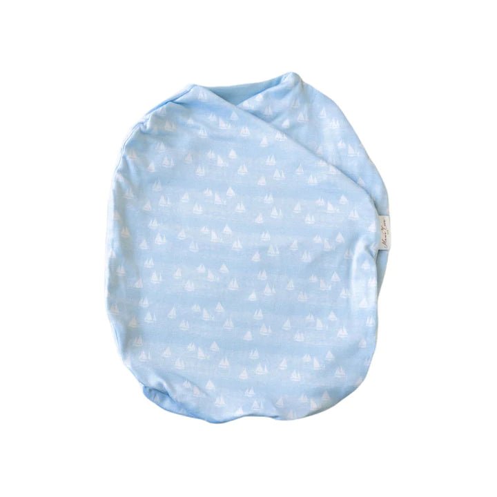 Cozy Silky Modal Sailboat Shores baby cocoon swaddle for infants.
