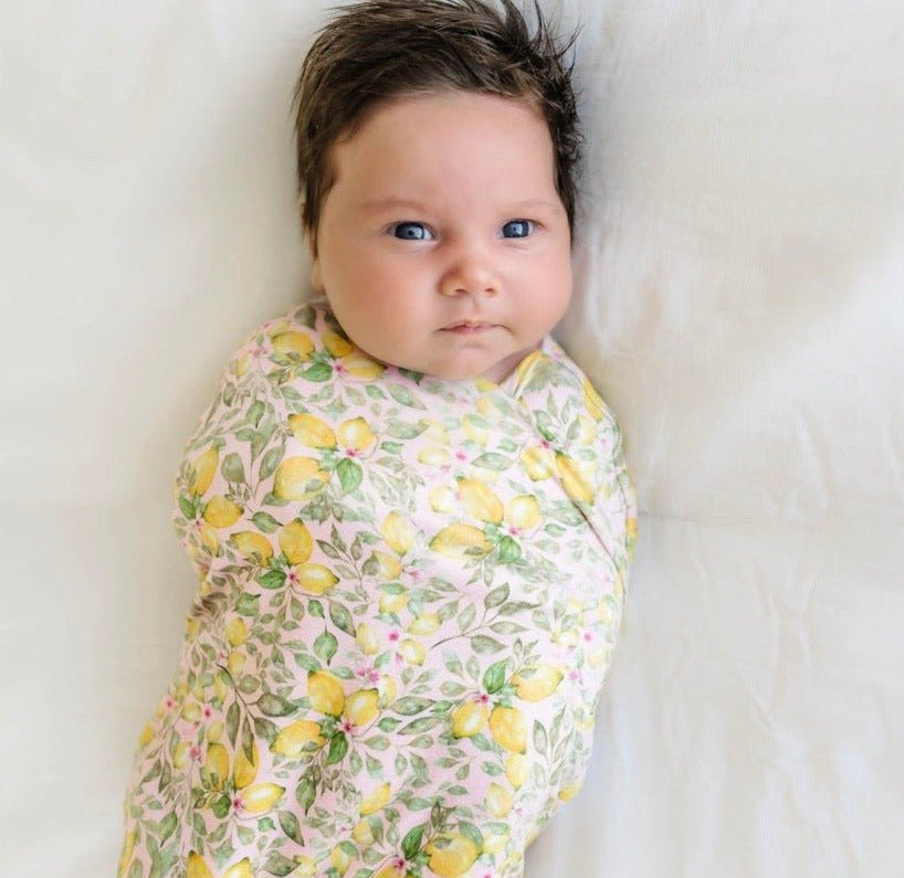 Pink Lemonade design baby cocoon swaddle.