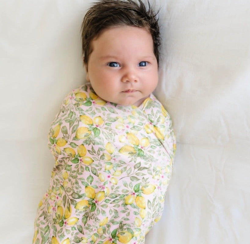 Pink Lemonade design baby cocoon swaddle.