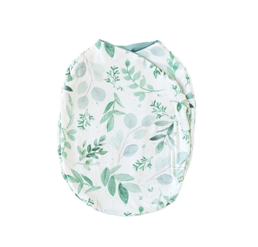Gentle Silky Modal baby cocoon swaddle with classic Saged Eucalyptus print.