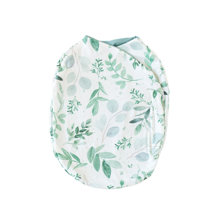 Gentle Silky Modal baby cocoon swaddle with classic Saged Eucalyptus print.